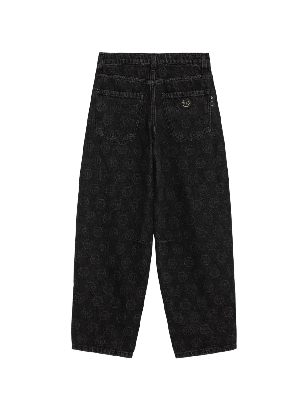 Philipp Plein Junior Jeans met wijde pijpen en monogram-print Zwart
