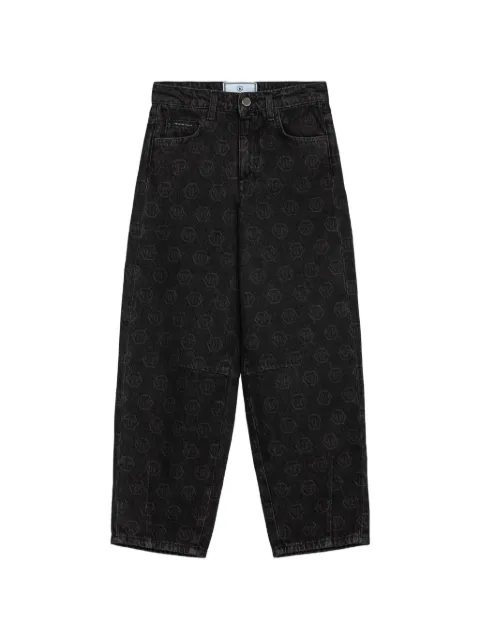 Philipp Plein Junior monogram-print wide-leg jeans