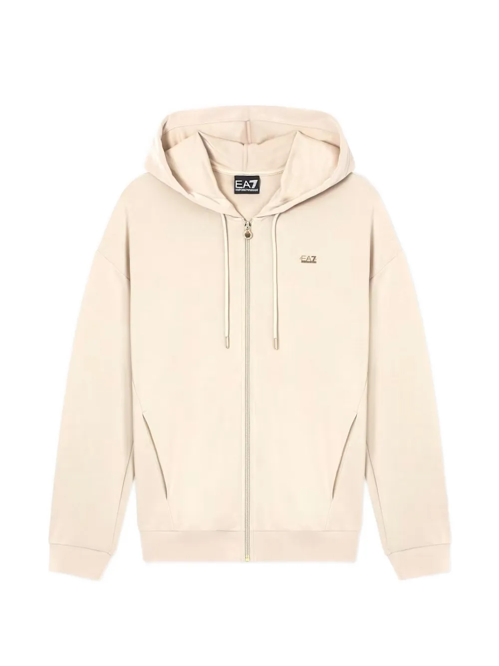 Ea7 Emporio Armani logo-plaque zip-up hoodie - Neutrals