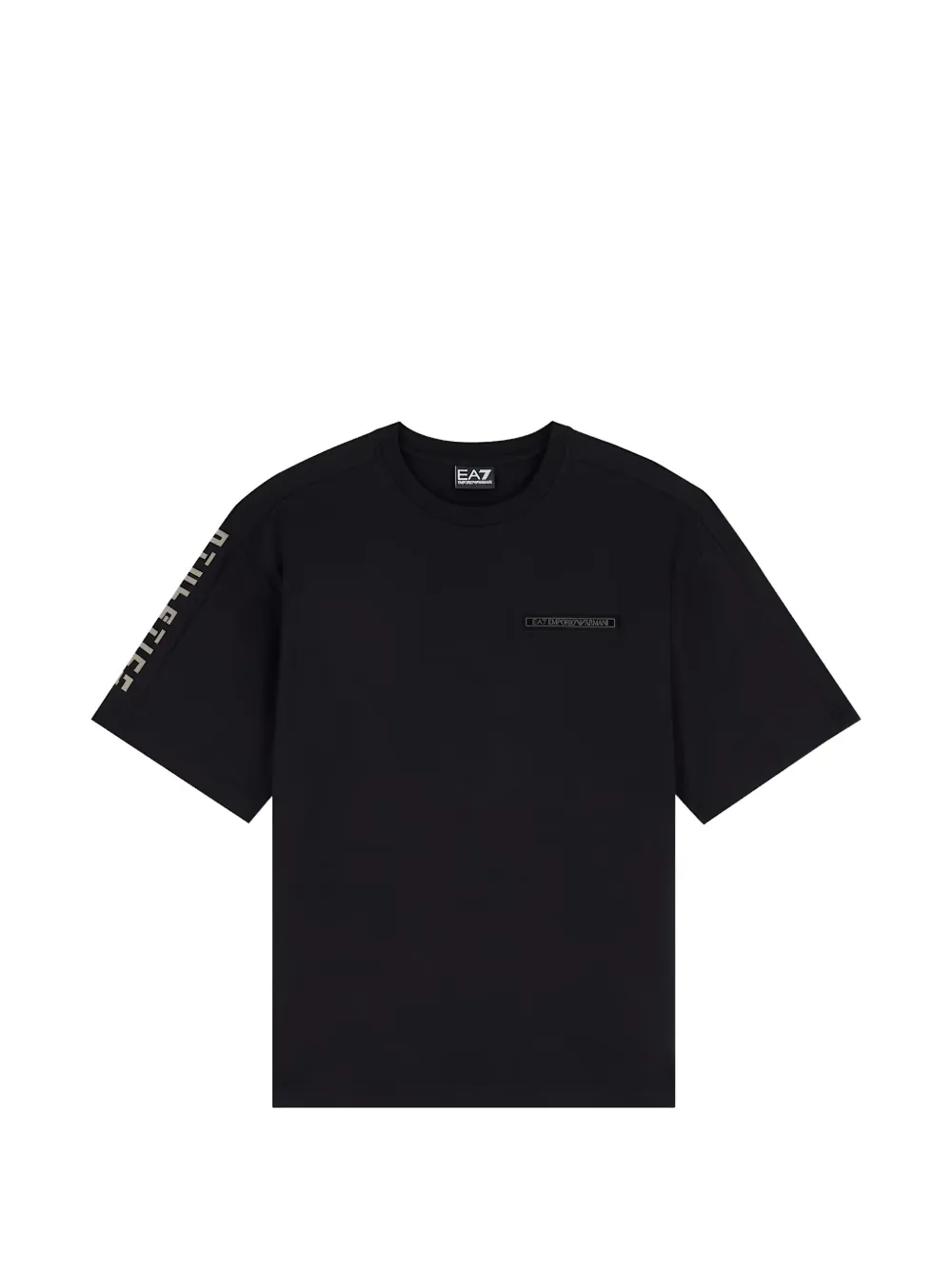 Ea7 Emporio Armani T-shirt con placca logo e spalle scese - Nero