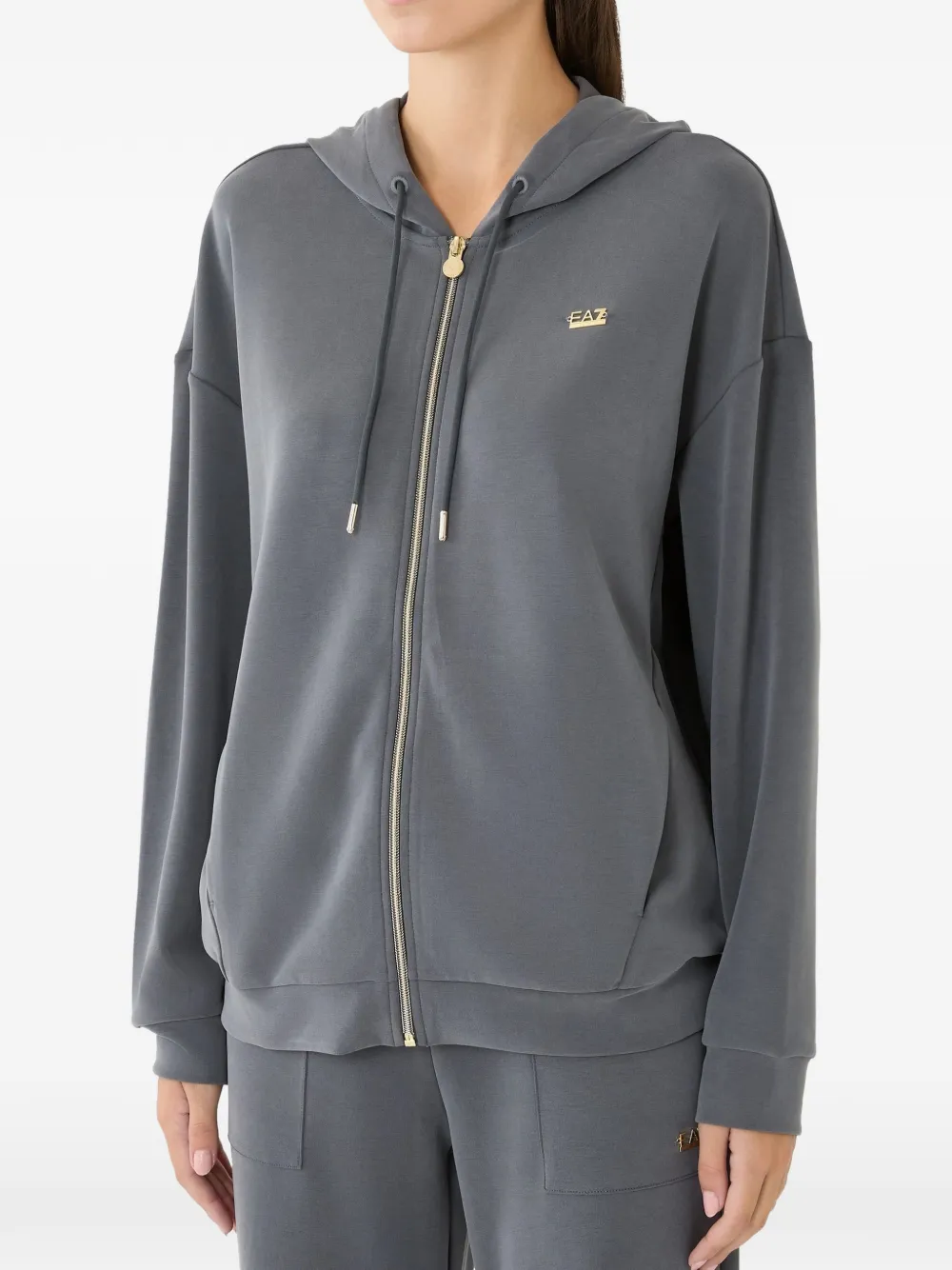 Ea7 Emporio Armani hoodie zippé à plaque logo - Gris Ea7 Emporio Armani hoodie zippé à plaque logo - Gris