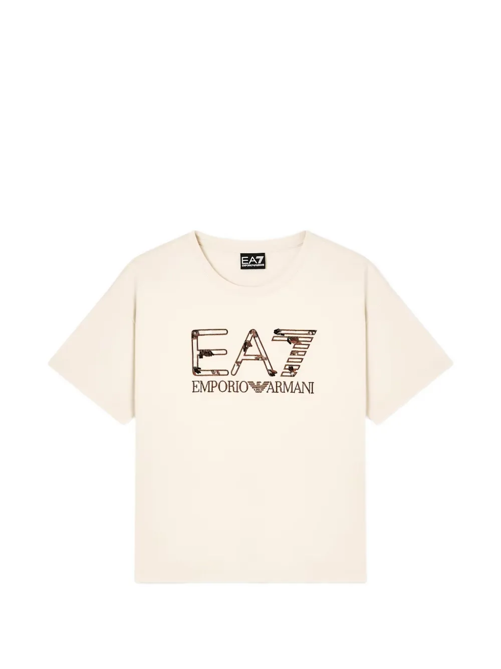 Ea7 Emporio Armani T-shirt in cotone con logo - Toni neutri