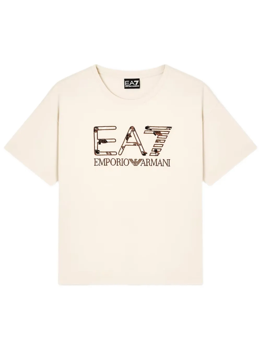 Ea7 Emporio Armani Katoenen T-shirt met geborduurd logo Beige