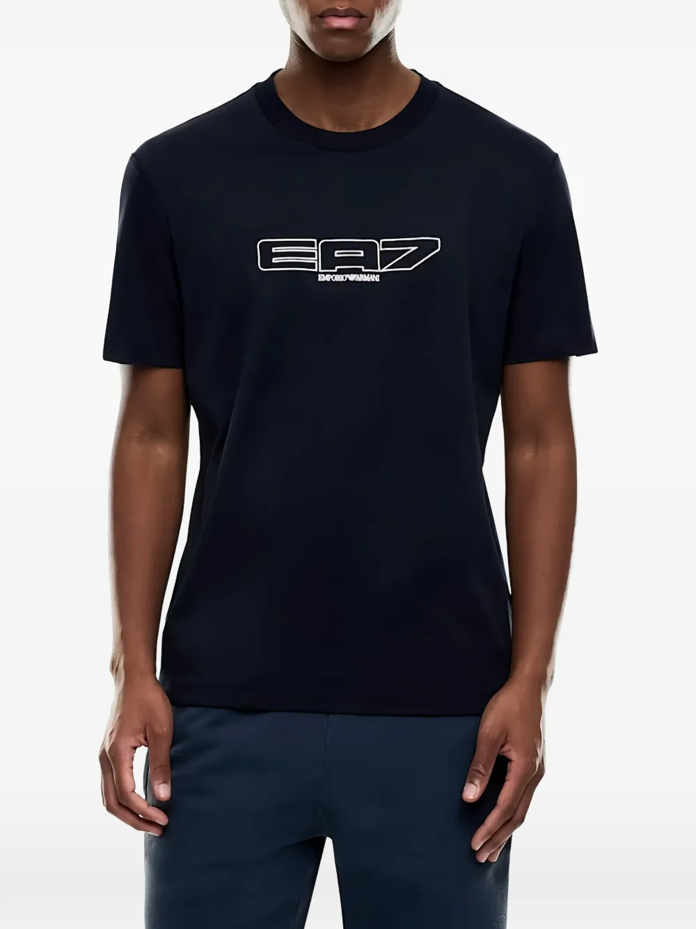 Ea7 Emporio Armani T-shirt met geborduurd logo Blauw