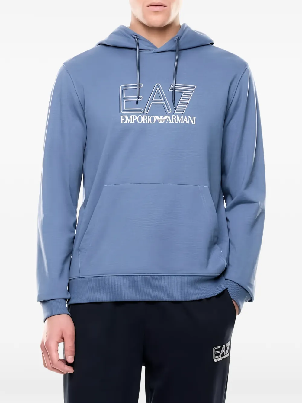Ea7 Emporio Armani Hoodie met logoprint en trekkoord Blauw