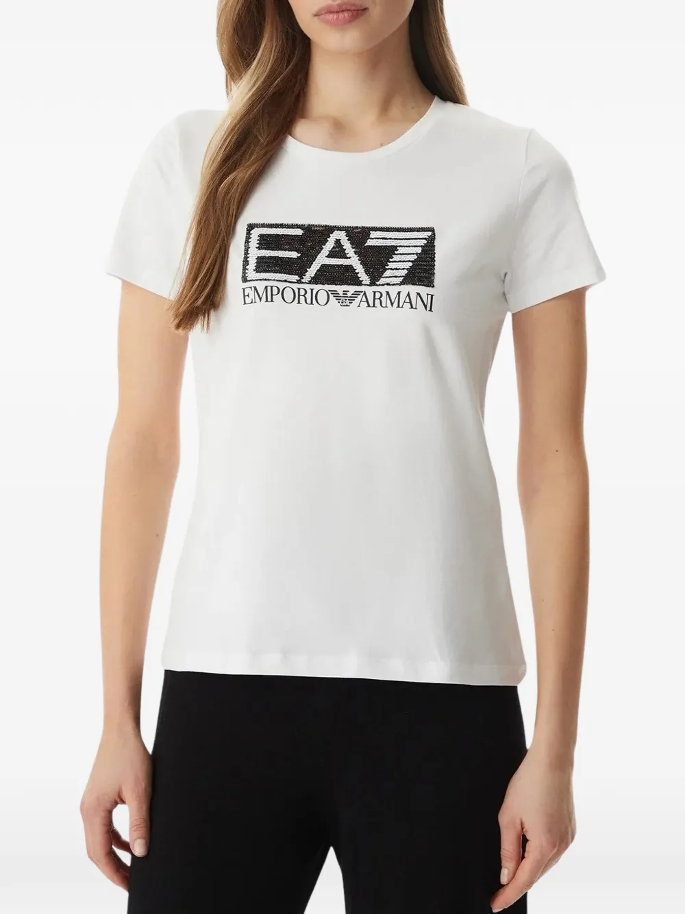 Ea7 Emporio Armani T-shirt met pailletten Wit