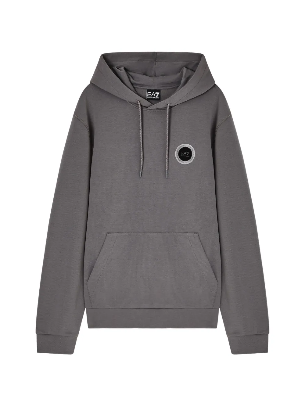 Ea7 Emporio Armani logo-patch drawstring hoodie in Grey