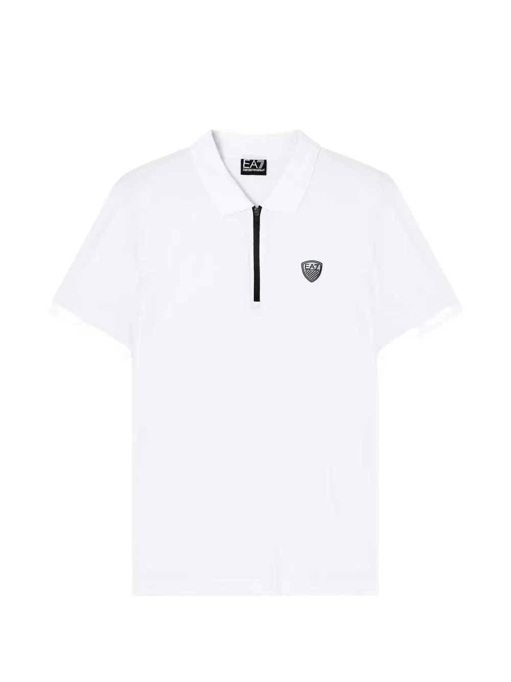 Ea7 Emporio Armani logo-patch zip-fastening polo shirt - Bianco