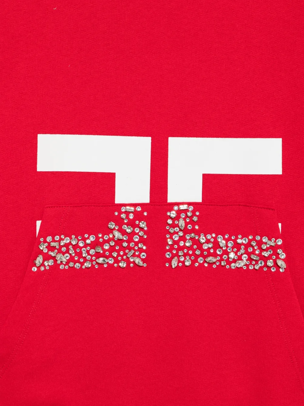Elisabetta Franchi La Mia Bambina crystal-embellished logo-print hoodie Rood