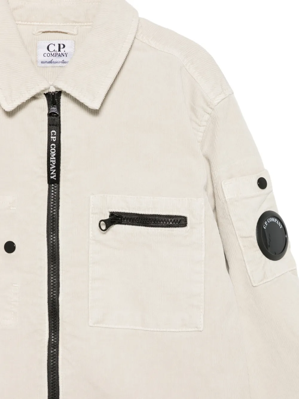 C.P. Company Kids Lens-detail corduroy shirt Beige