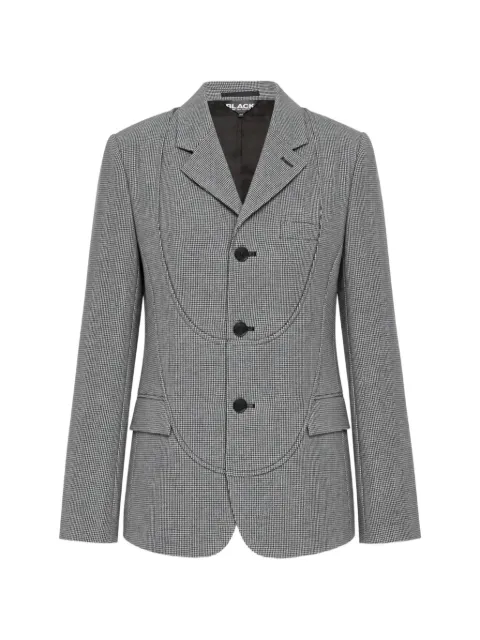 Black Comme Des Garçons houndstooth-pattern curved-seam blazer