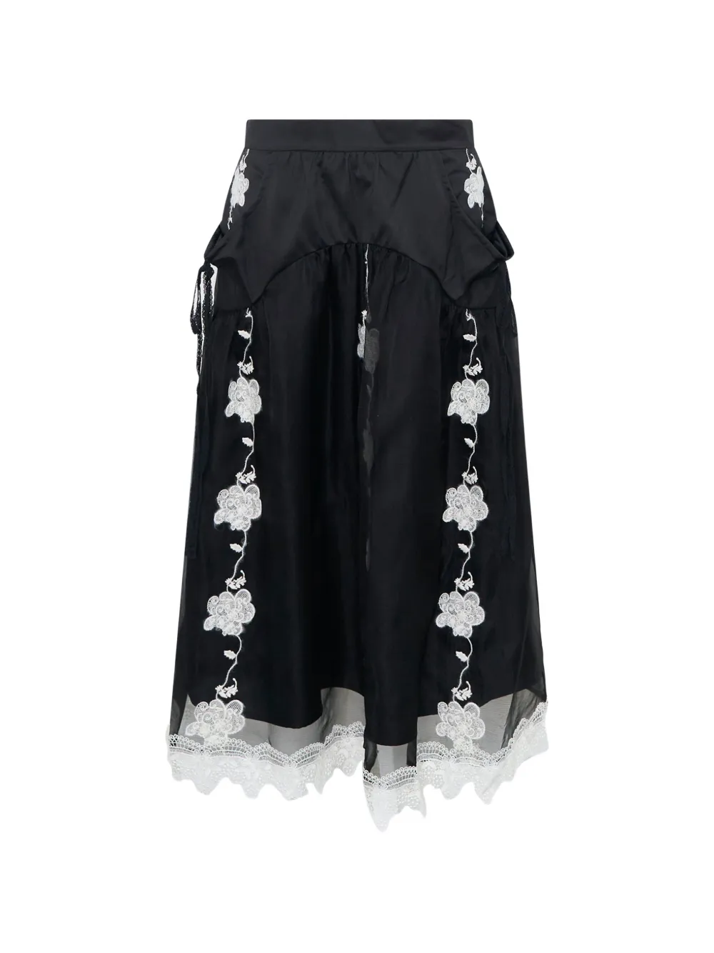 Renli Su layered lace-trim midi skirt