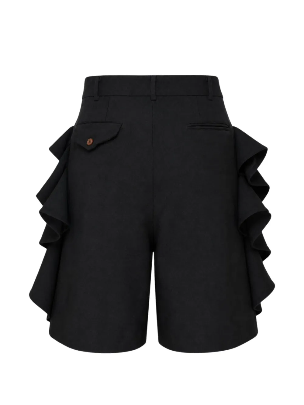 Black Comme Des Garçons ruffled gabardine shorts Zwart