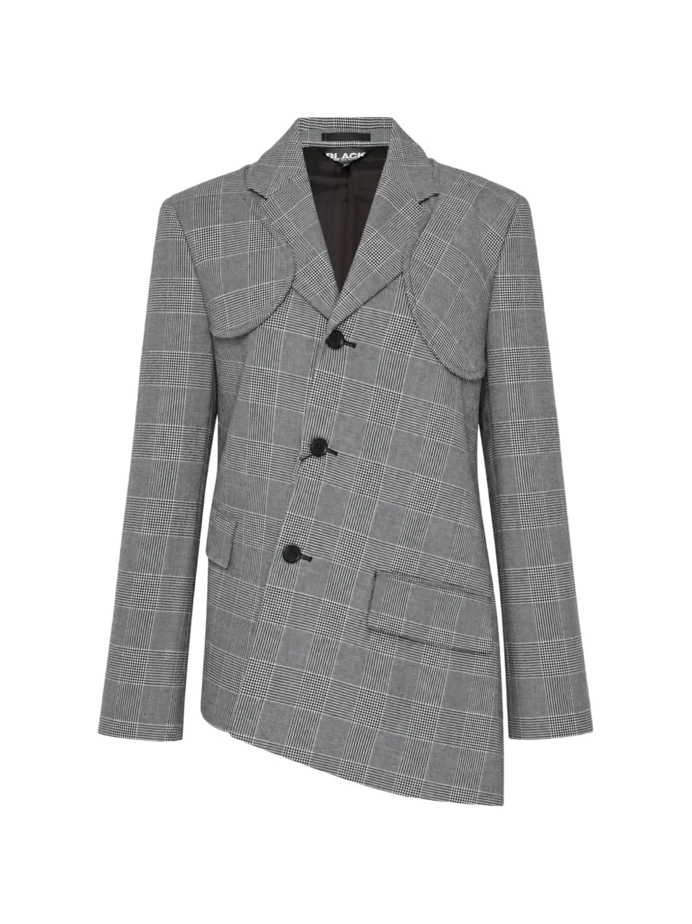 Black Comme Des Garçons Glen Check asymmetric blazer