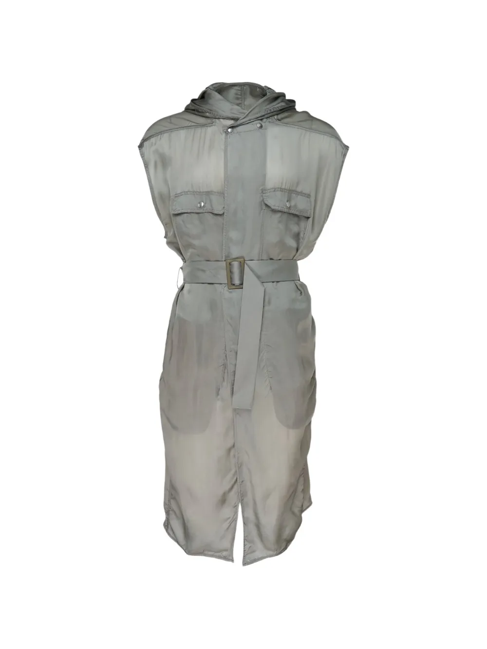 Rick Owens Tower hooded belted coat - Grigio