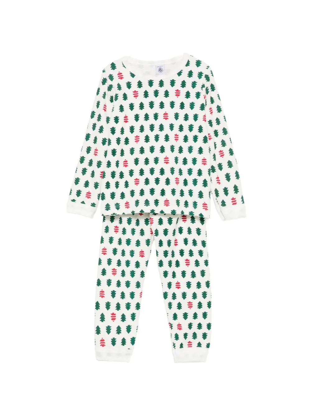 Petit Bateau Pyjama mit Baum-Print - Weiß