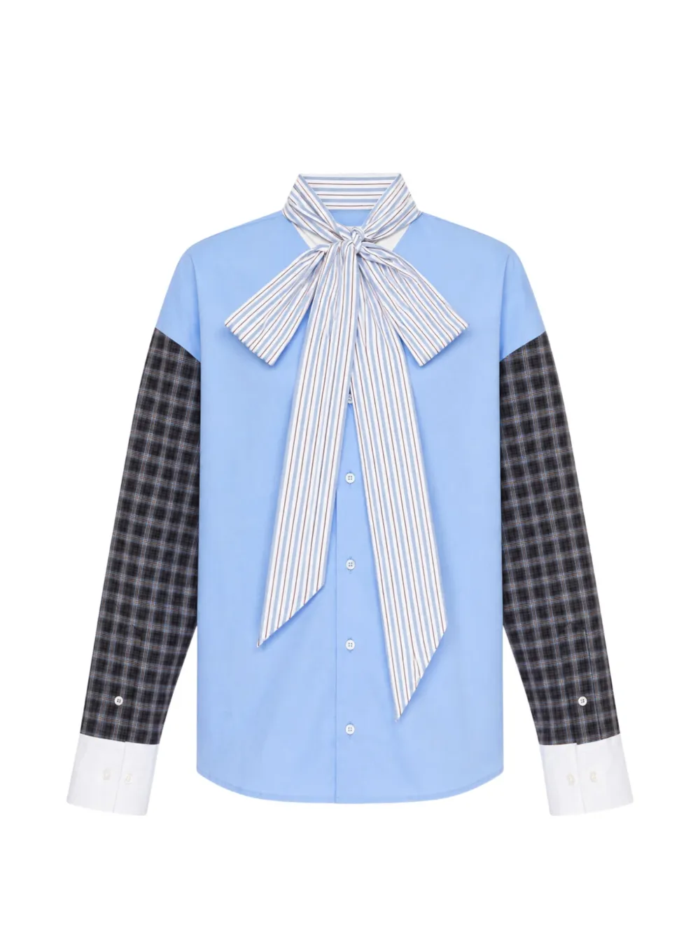 MSGM pussy-bow panelled shirt - Blu