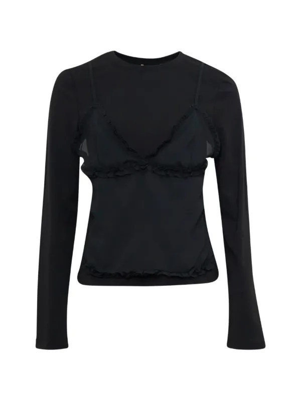 Ulla Johnson Freda Ruffled Long-sleeve T-shirt in Black