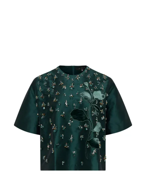 Biyan beaded floral-applique top