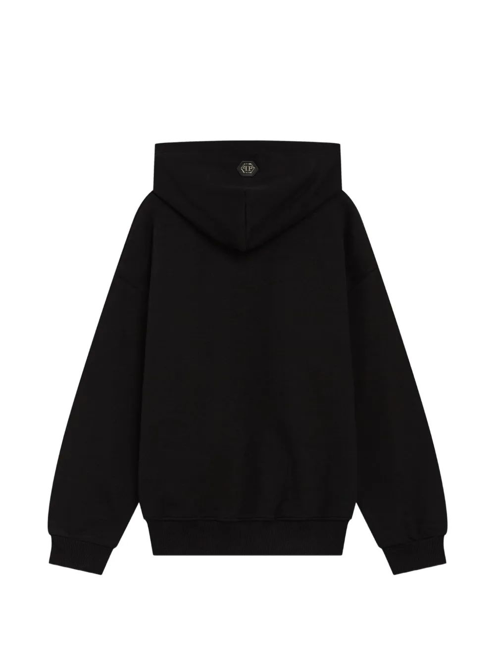 Philipp Plein Junior Jersey hoodie met logo van stras Zwart