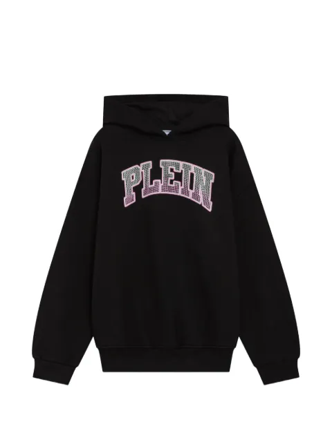 Philipp Plein Junior rhinestone-logo jersey hoodie