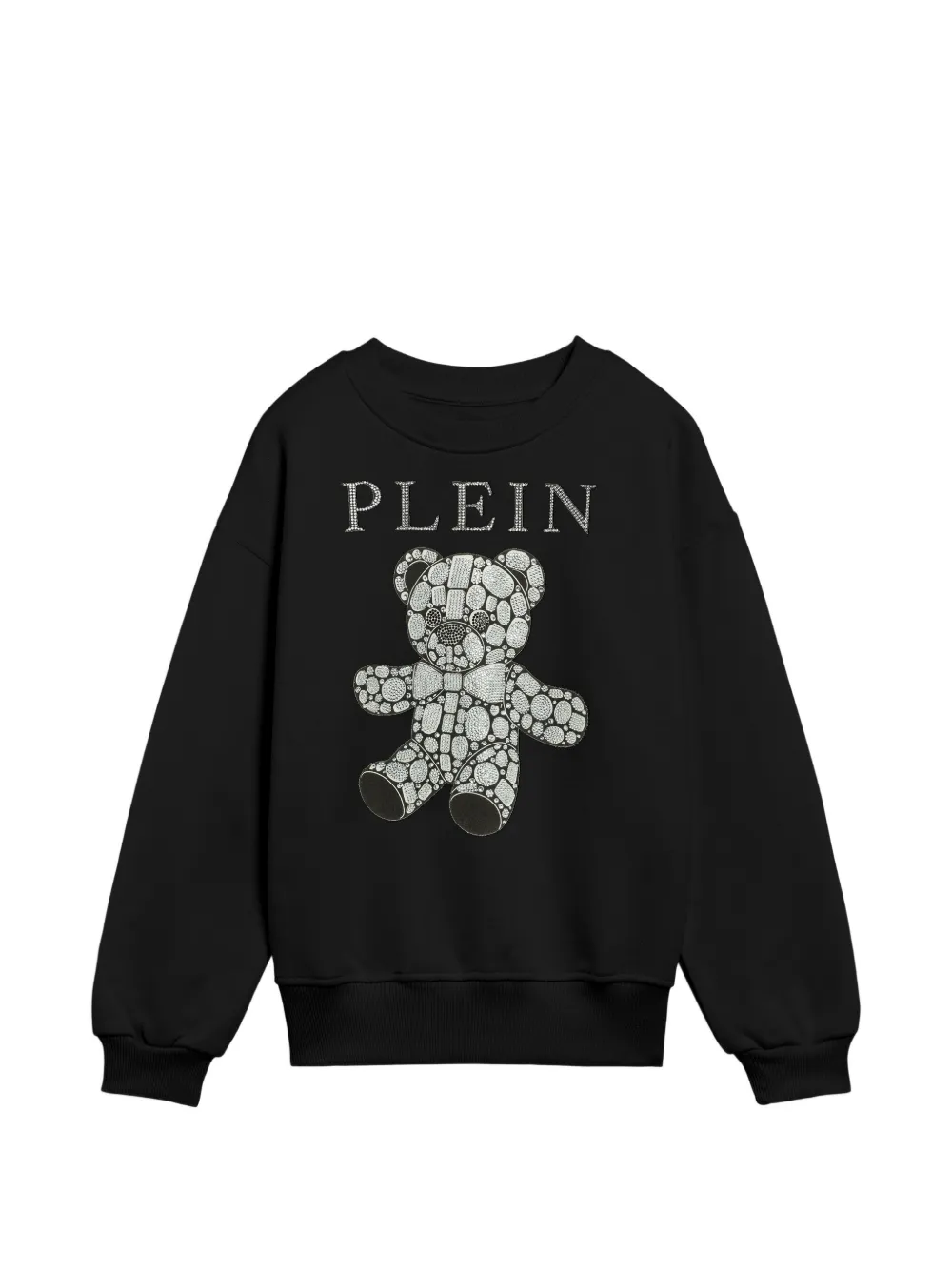 Philipp Plein Junior Sweater verfraaid met kristallen en teddybeerpatroon Zwart