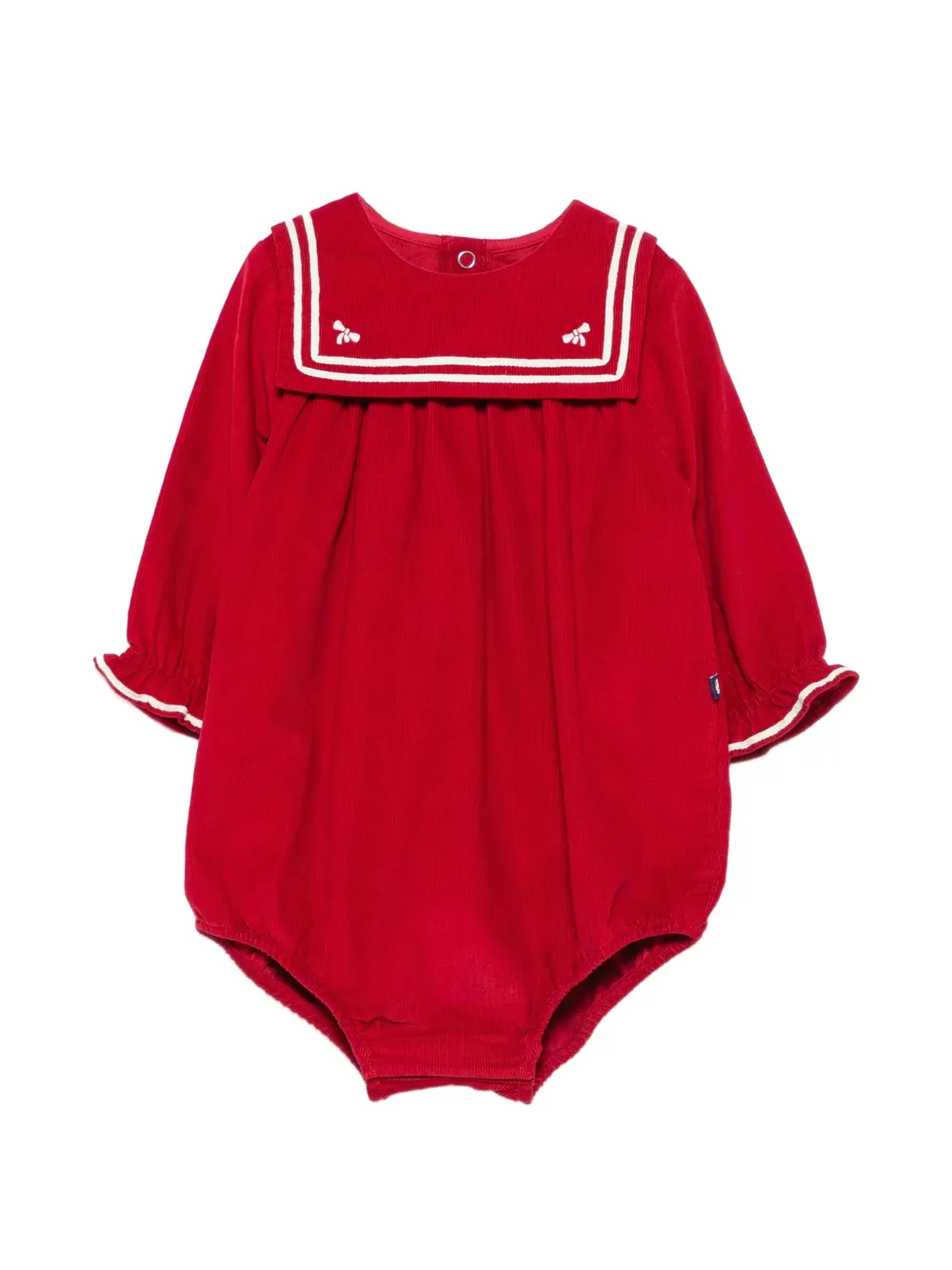 Petit Bateau grenouillère en velours côtelé à col marin - Rouge