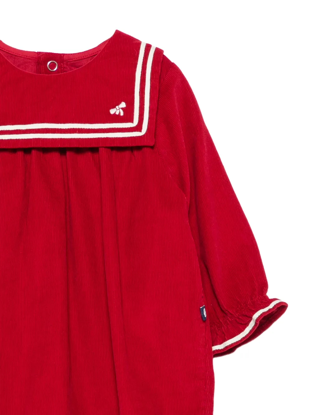 Petit Bateau Ribfluwelen romper met kraag Rood
