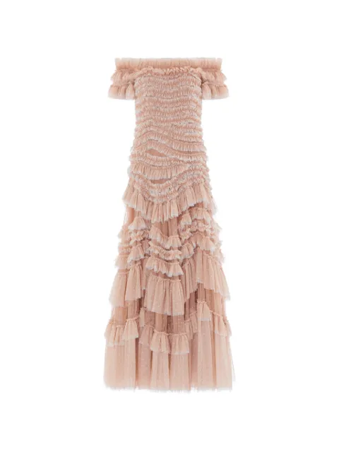 Needle & Thread ruffled off-shoulder maxi dress
