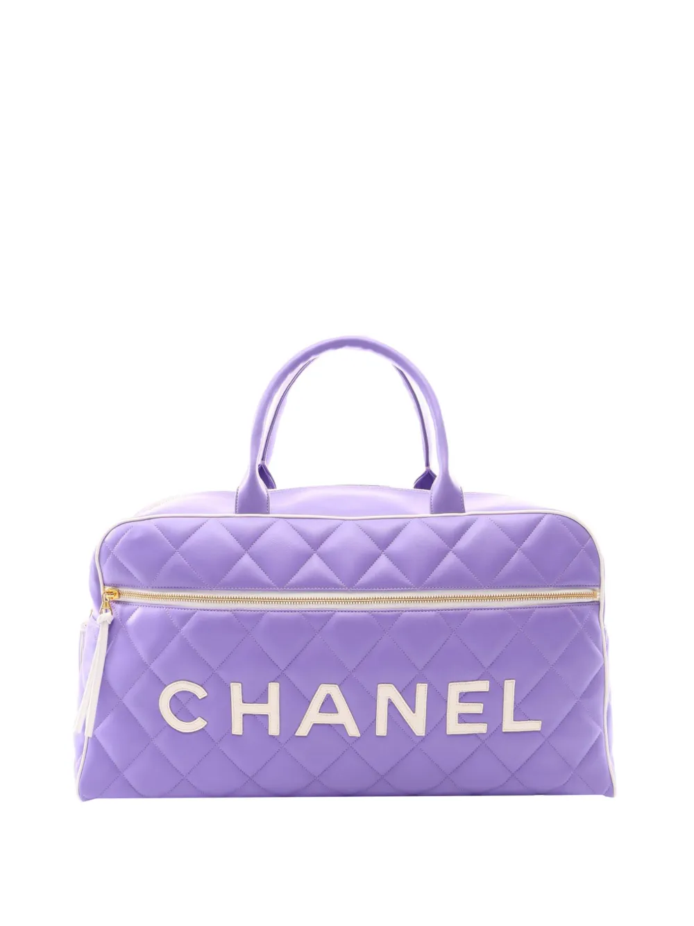 CHANEL Pre-Owned 1994-1996 Quilted Calfskin Logo Bowler Weekend Bag travel bag - Viola