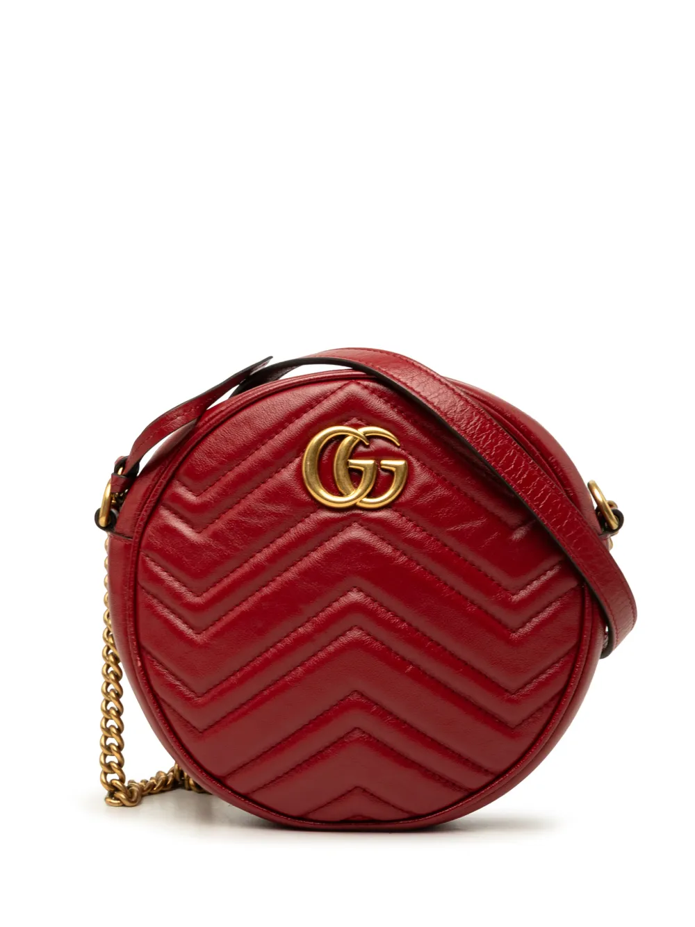 Gucci Pre-Owned 2000-2015 Mini GG Marmont Matelasse Leather Round crossbody bag - Red