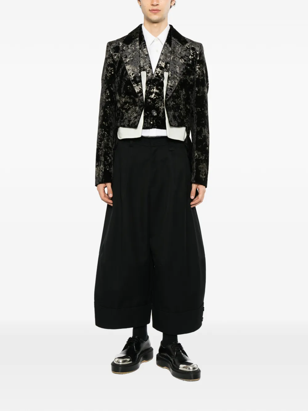 Comme des Garçons Homme Plus Jack met puntige revers en gerafeld effect Zwart
