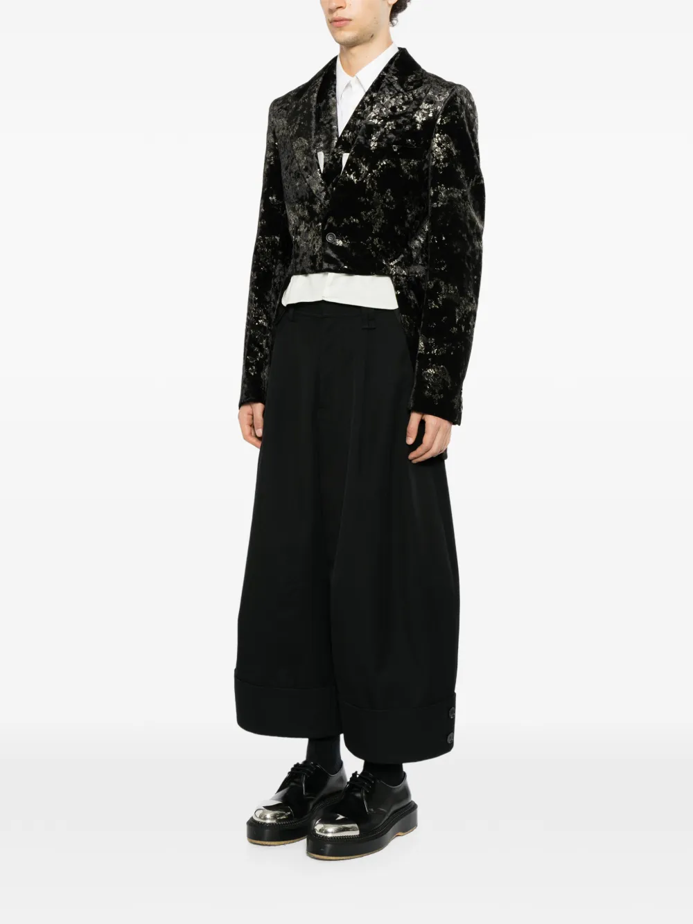 Comme des Garçons Homme Plus Jack met puntige revers en gerafeld effect Zwart