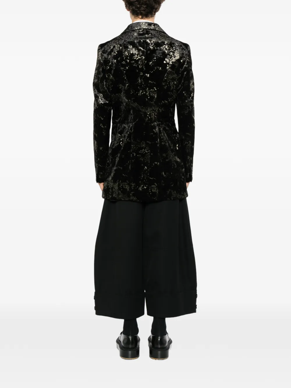 Comme des Garçons Homme Plus Jack met puntige revers en gerafeld effect Zwart