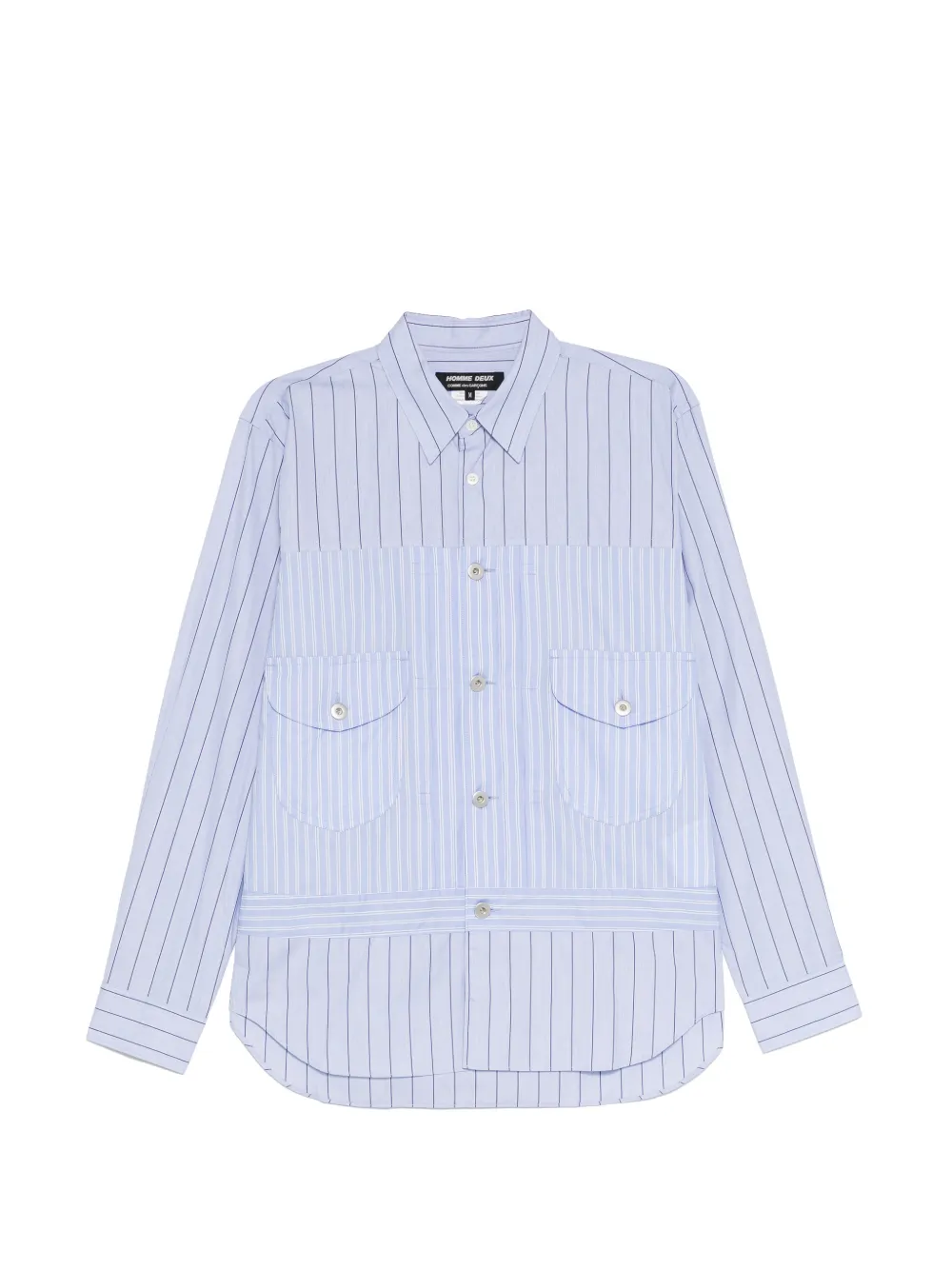 Comme des Garçons Homme Deux panelled stripe shirt Blauw