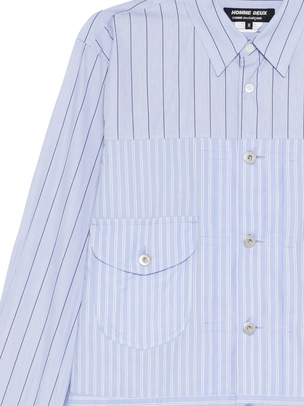 Comme des Garçons Homme Deux panelled stripe shirt Blauw