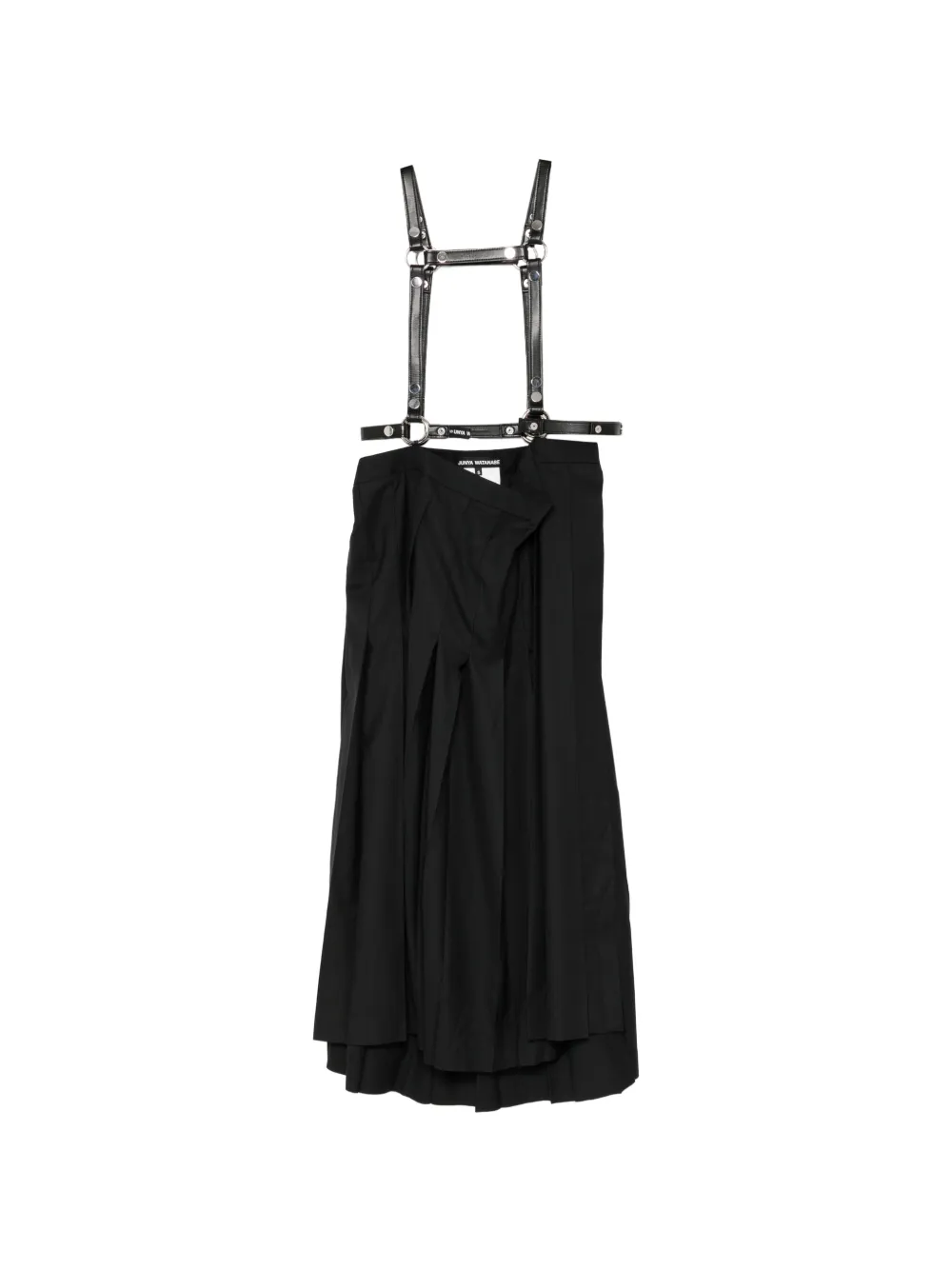 Junya Watanabe jupe plissée à détail de harnais - Noir Junya Watanabe jupe plissée à détail de harnais - Noir