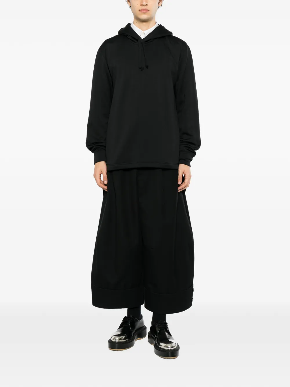 Comme des Garçons Homme Plus Asymmetrische hoodie met verlengde achterzoom Zwart
