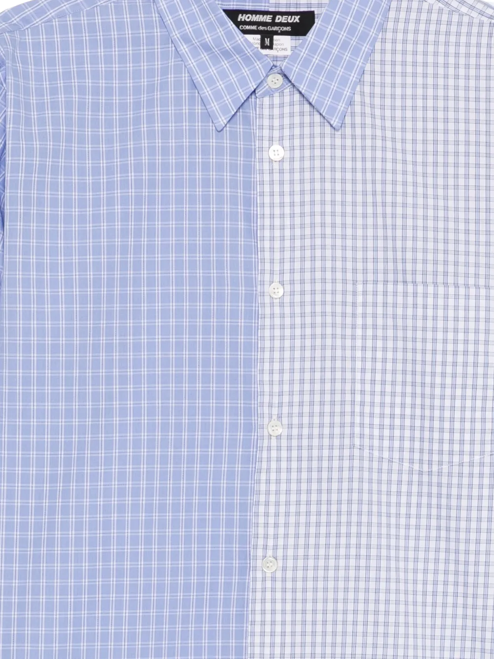 Comme des Garçons Homme Deux check-pattern panelled shirt Blauw