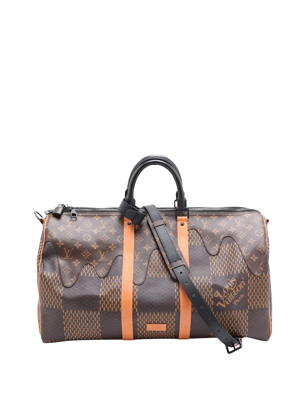 Louis Vuitton Pre-Owned 2020 x Nigo Giant Damier Ebene Monogram Keepall Bandouliere 50 travel bag - Marrone