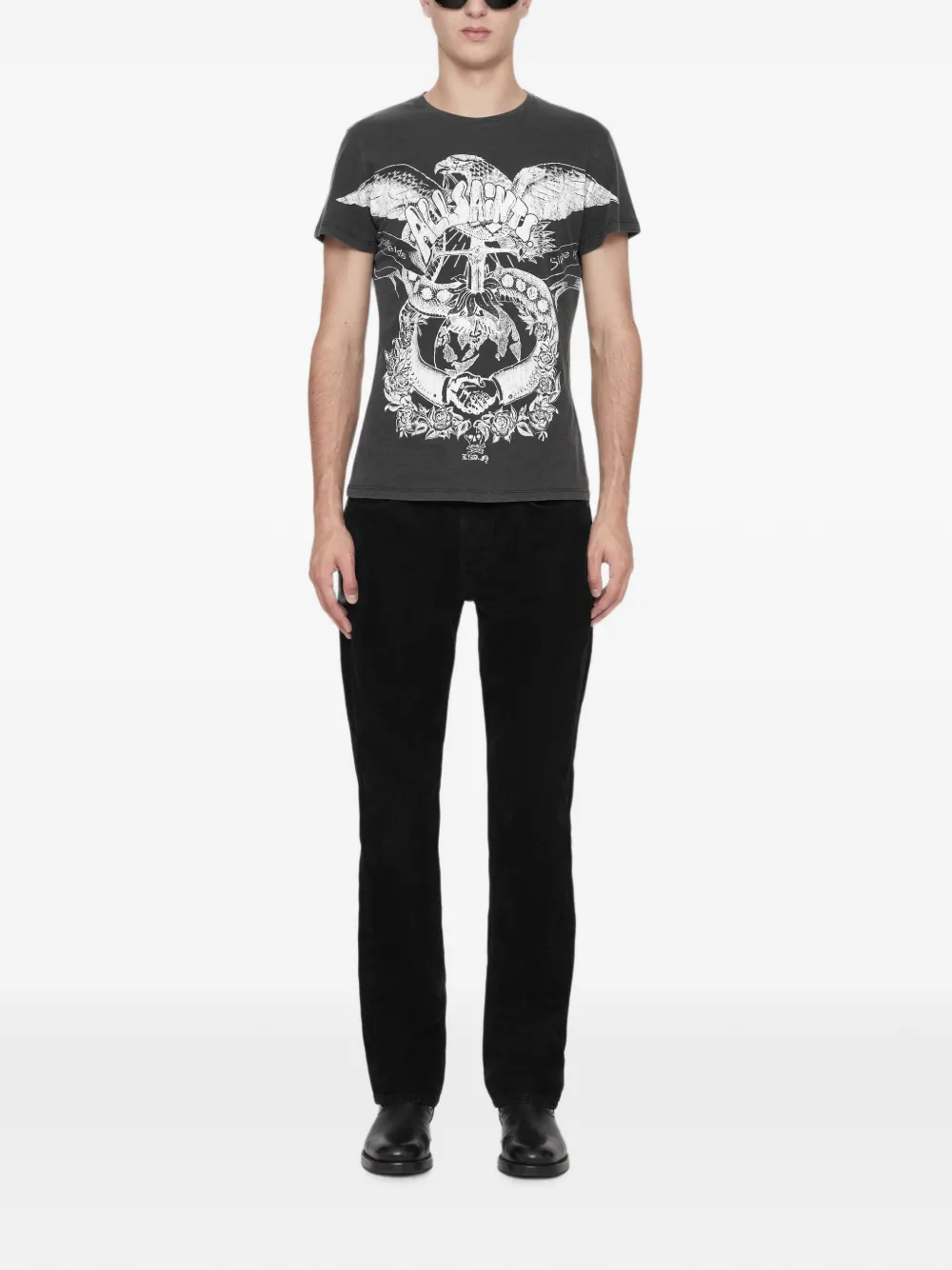 AllSaints Emblems T-shirt met ronde hals en grafische print Grijs