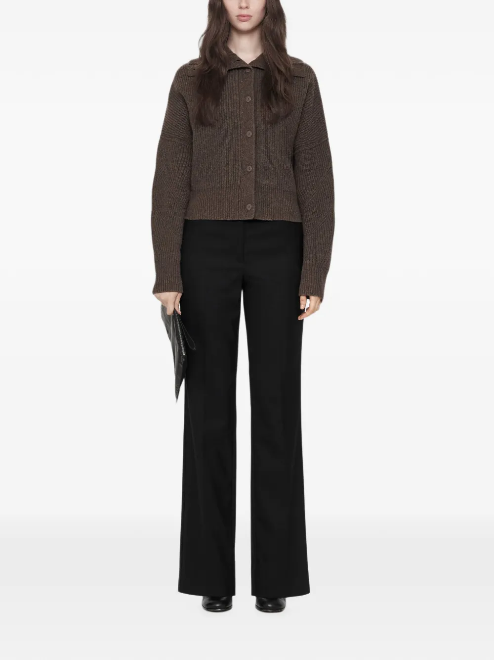 AllSaints Caron ribgebreid vest Bruin