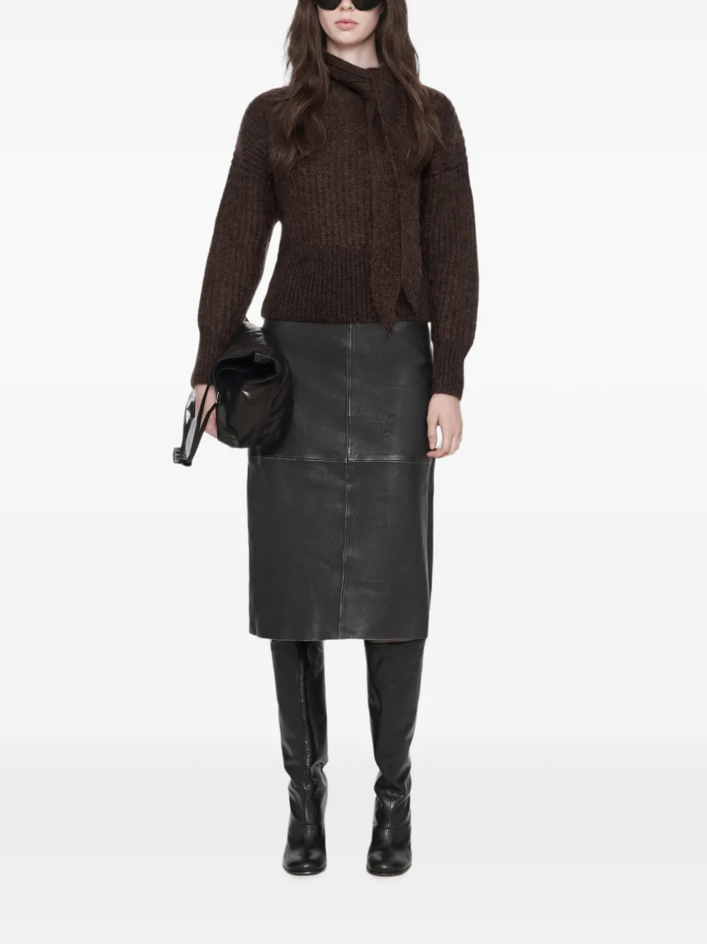AllSaints Olivia midi-rok met vlakken Zwart