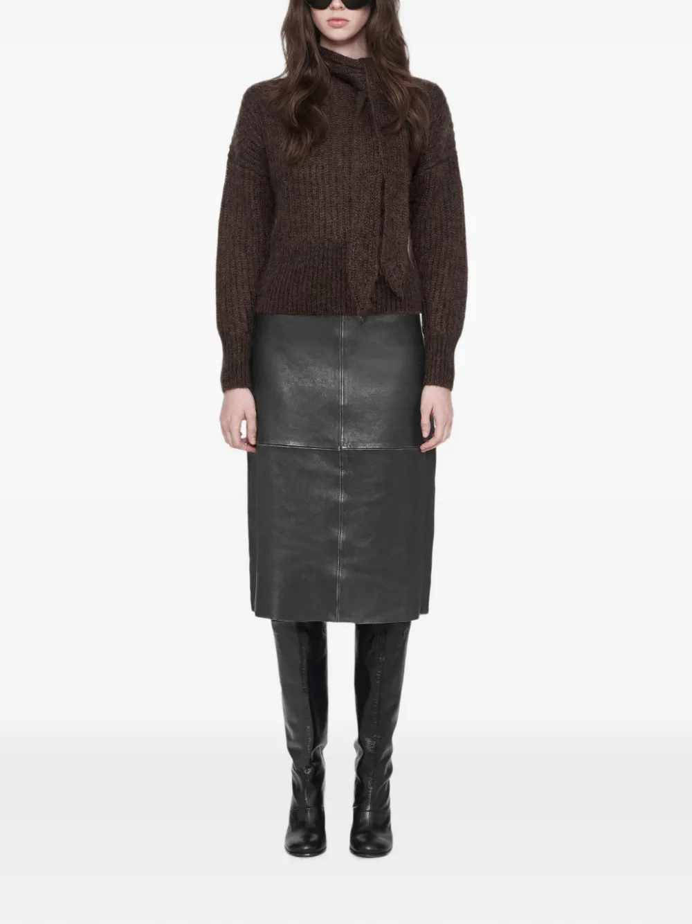 AllSaints Olivia midi-rok met vlakken Zwart