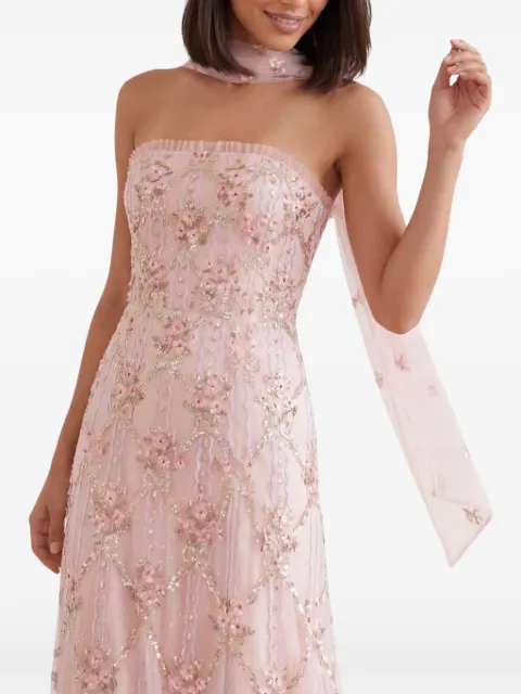 Needle & Thread sequin-embellished floral-embroidered maxi dress