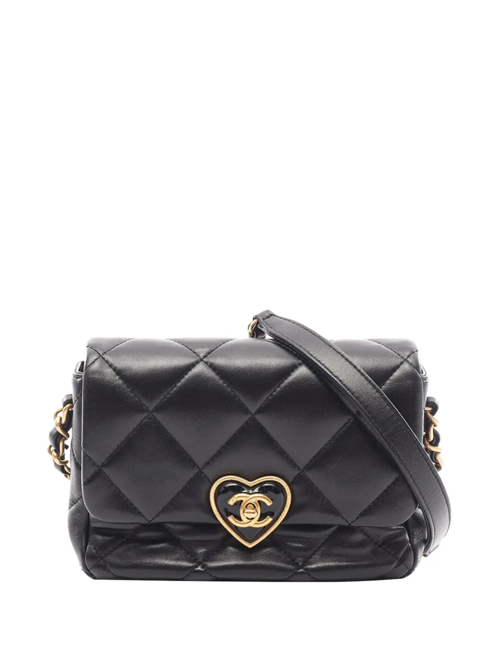 CHANEL Pre-Owned 2021-2026 Mini Quilted Lambskin Acrylic Coco Love Flap crossbody bag - Nero