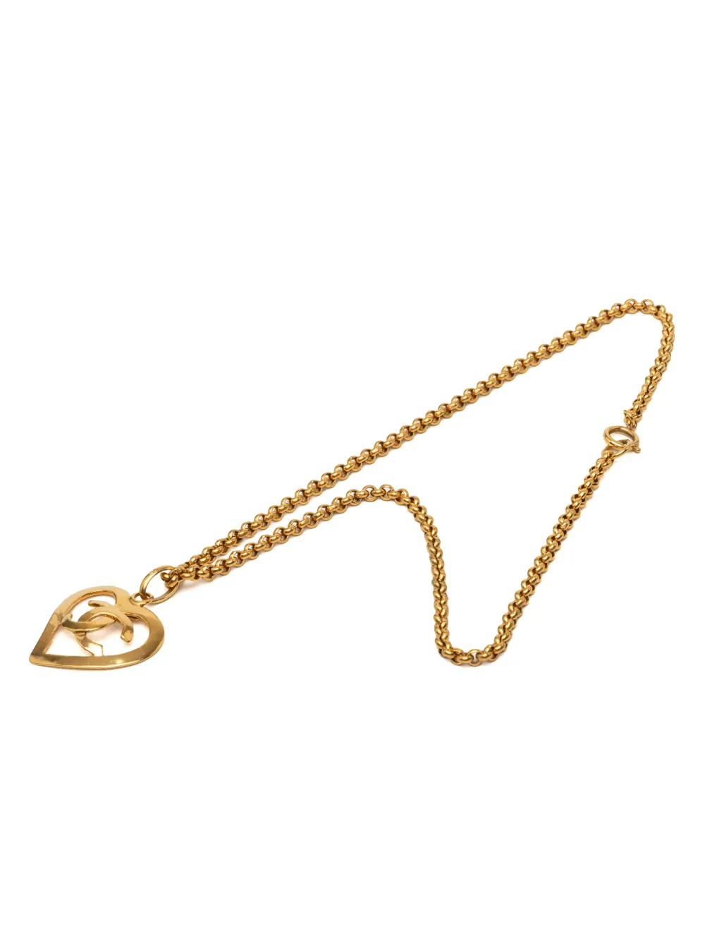 CHANEL Pre-Owned 1995 Gold Plated CC Heart Pendant Necklace costume necklace - Oro
