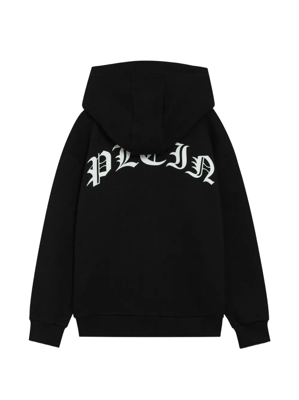 Philipp Plein Junior Hoodie met logoprint en rits Zwart