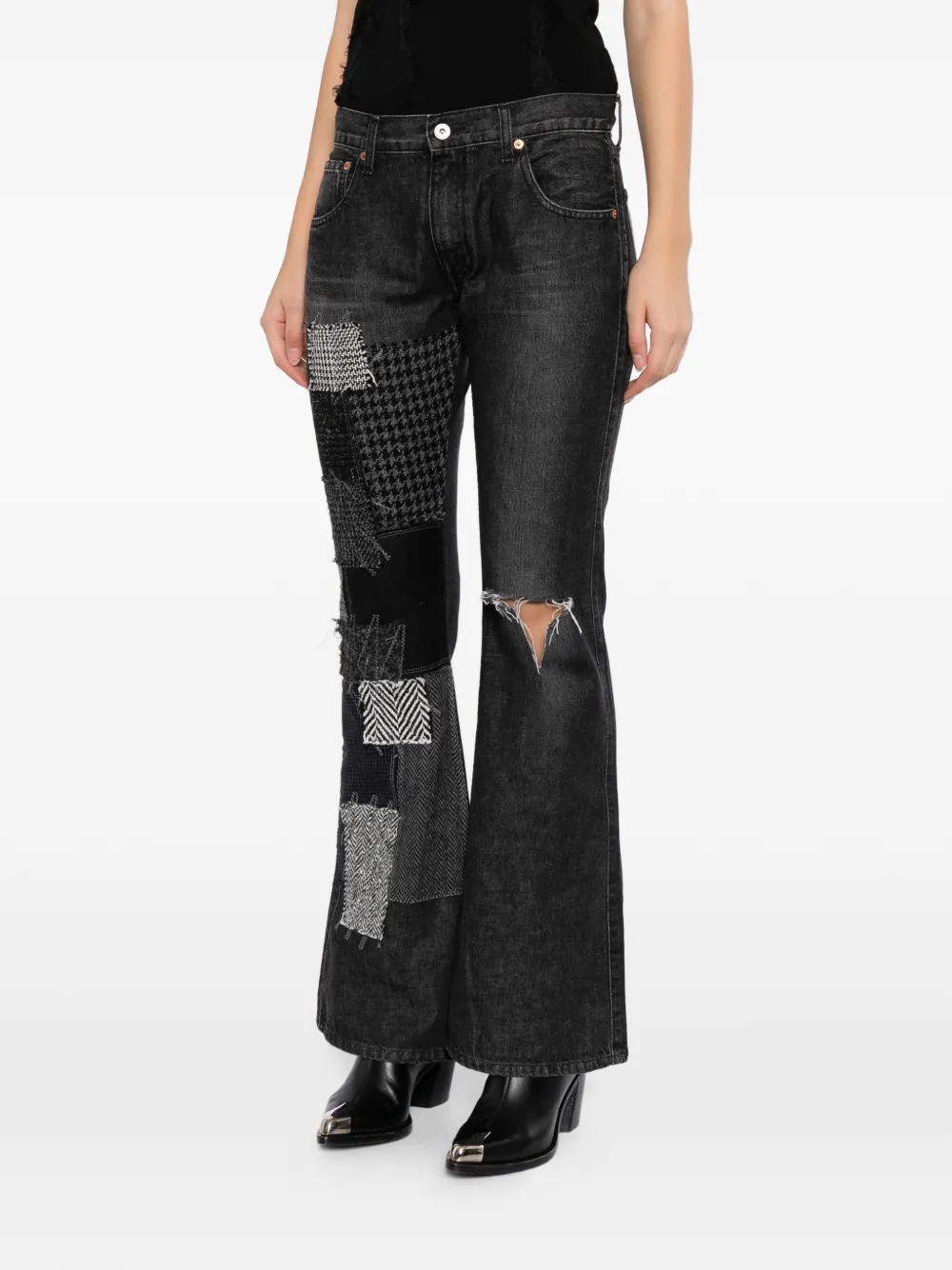 Junya Watanabe Jeans met patchwork Zwart