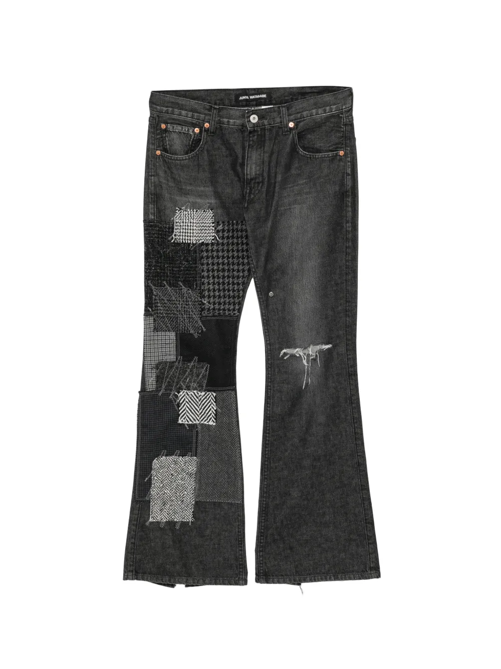 Junya Watanabe patchwork distressed jeans - Schwarz